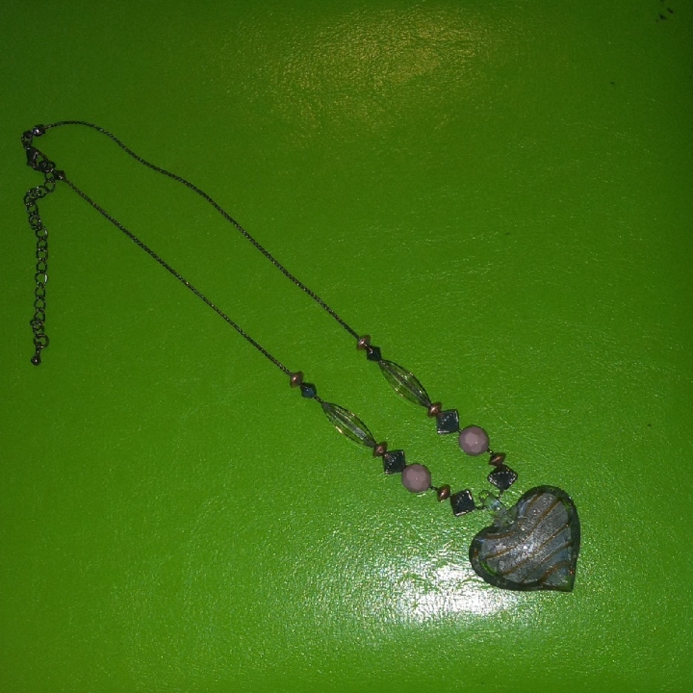 Source Unknown Heart Necklace with Silver and Pink Accents